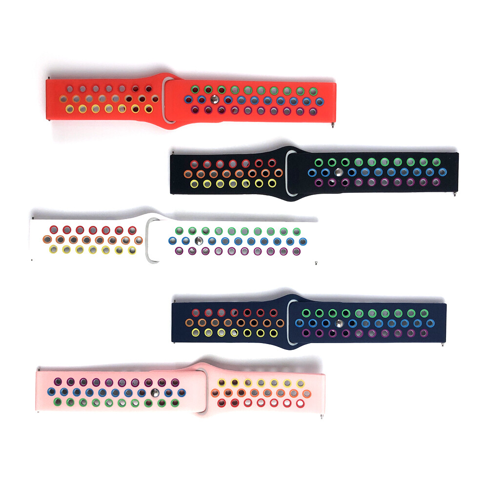For Samsung Galaxy Watch 3 41mm Active 2 40mm 44mm Silicone 20mm Rainbow Band