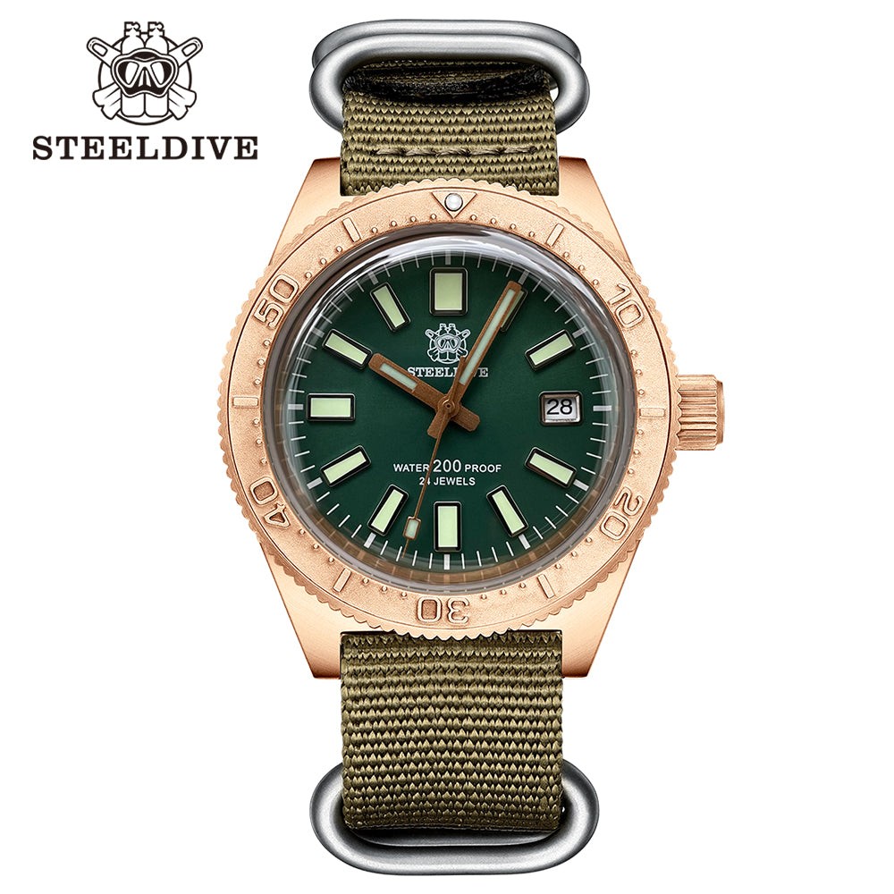STEELDIVE SD1962S Mens Bronze 41.9mm 200M Automatic Dive Watch NH35 Swiss