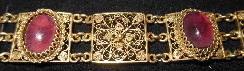 Magnificent Byzantine Medieval Style Bracelet – Gold Silver Filigree.