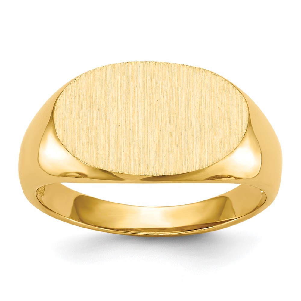 14k Yellow Gold 17.0×11.0mm East-West Oval Open Back Mens Signet Ring Size 10