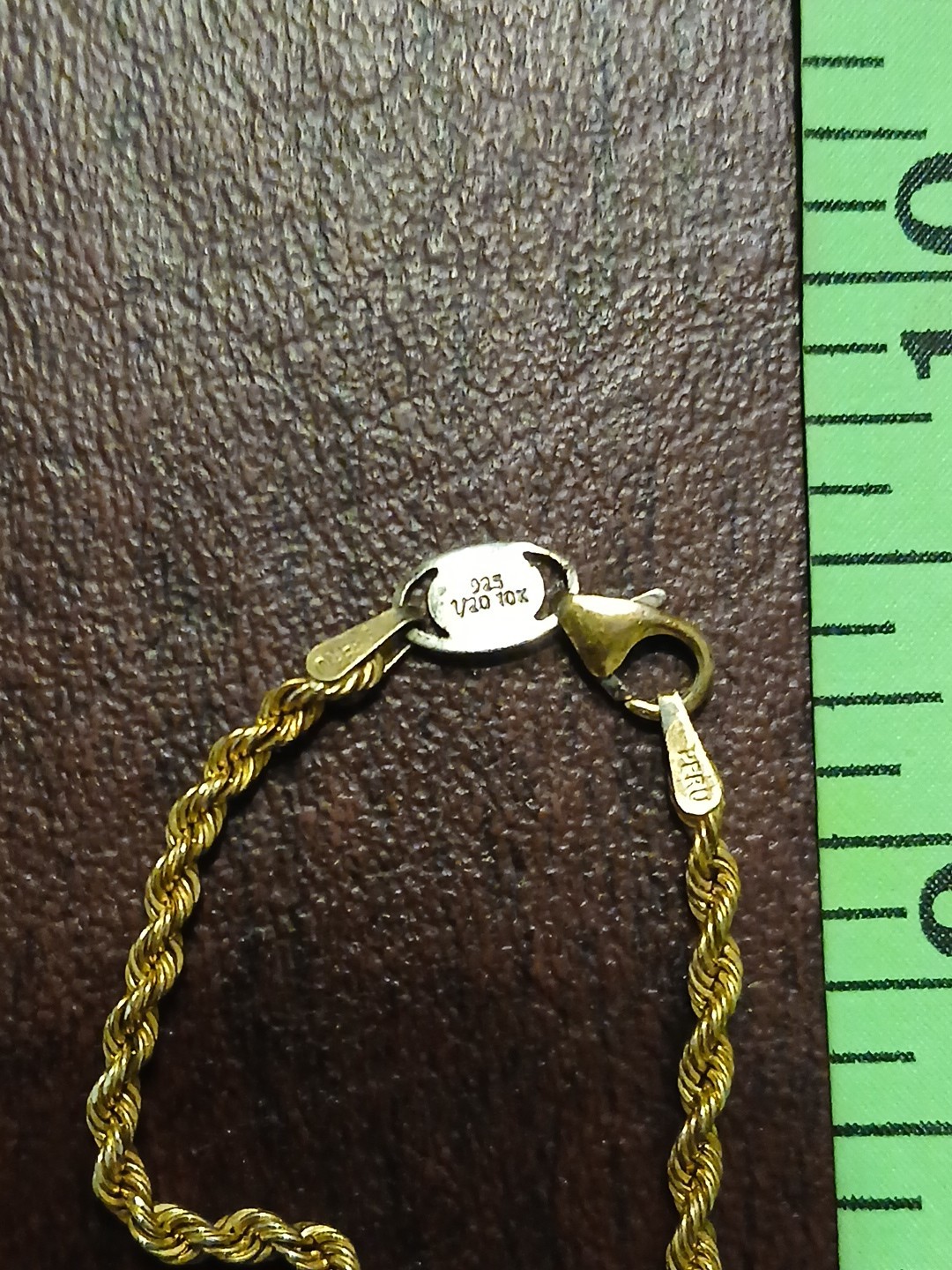 Heavy 925 And 1/10 10 Kt Gold Necklace 20 Inch Necklace Made In Peru