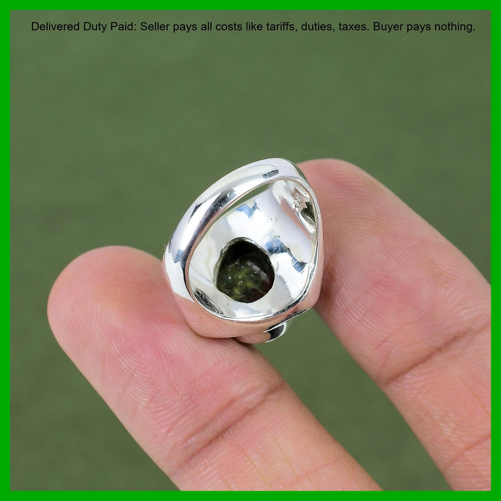 925 Silver Oval Natural Dragon Bloodstone Unique Bezel Artisan Wife Promise Ring