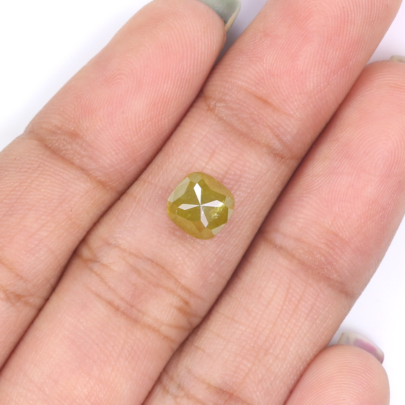 1.37 CT Natural Loose Cushion Shape Diamond 6.40 MM Yellow Color Diamond KQ2259