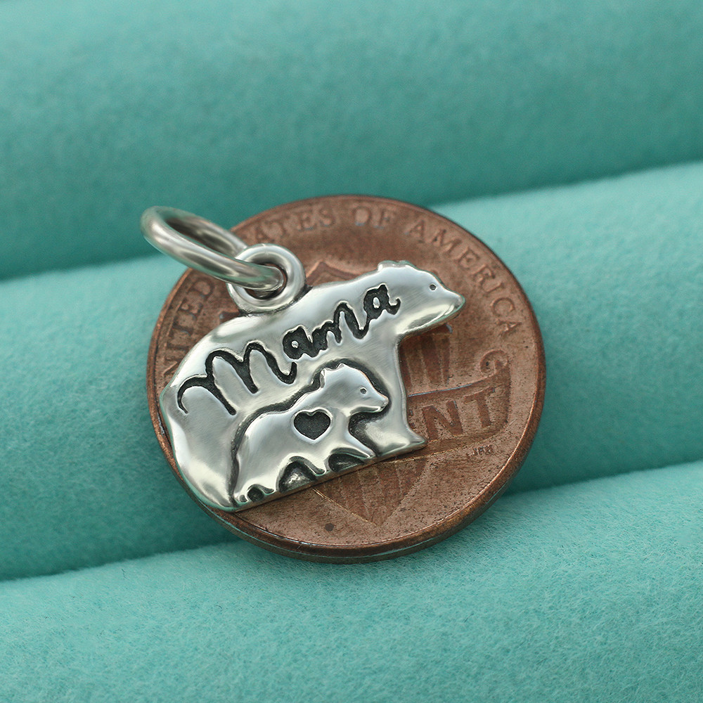 925 Sterling Silver Mama Bear With Child Pendant Charm Mother’s Day Mom Gift