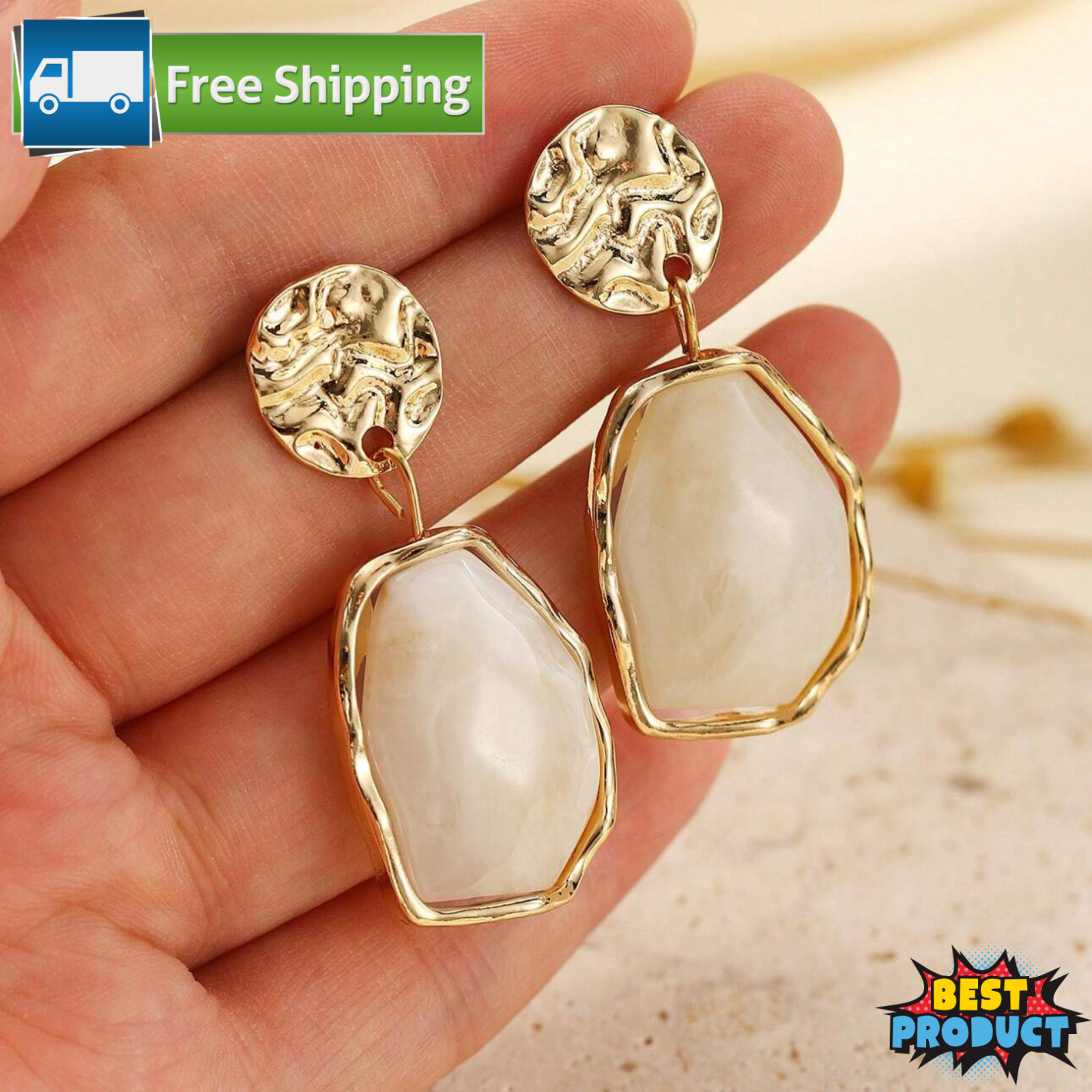 Boho Resin Drop Earrings Luxury Geometric Women Dangle Earrings Fashion Jewelry