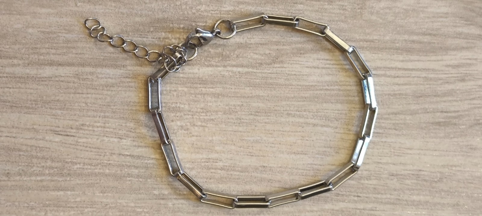 Unisex Stainless Steel Paper Clip Chain Bracelet Adjustable Minimalist Jewelry