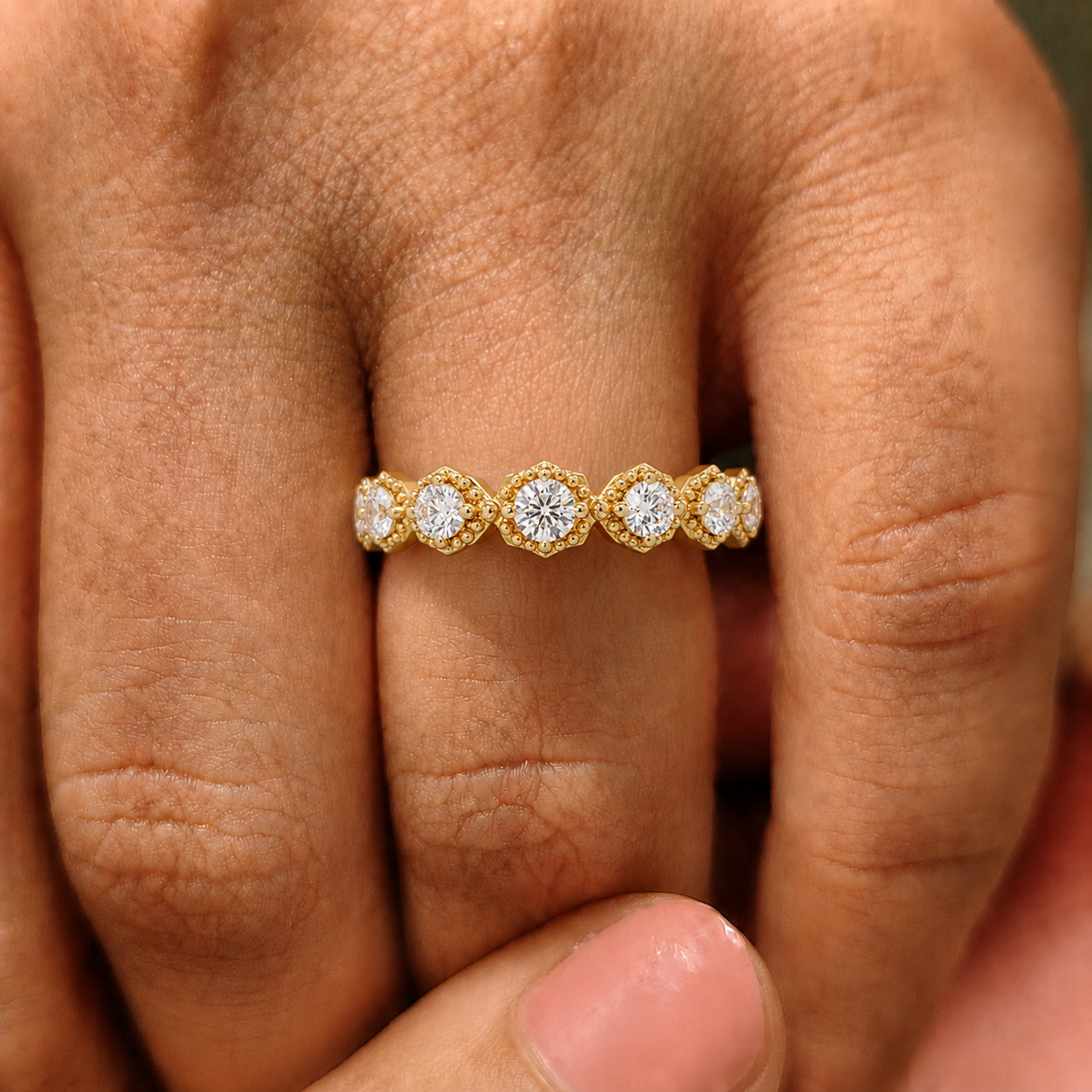 0.45 CT Round Cut Lab Grown Diamond Milgrain Wedding Band Ring 925 Silver DEFVVS