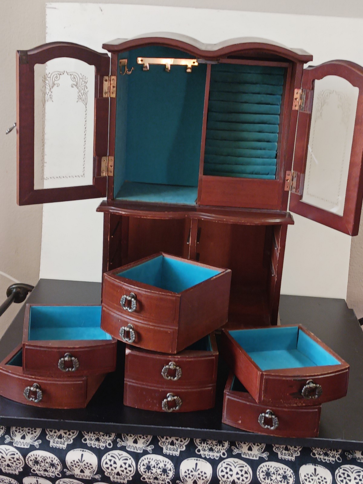 Vintage Table Top Jewelry Armoire 16 X 10″