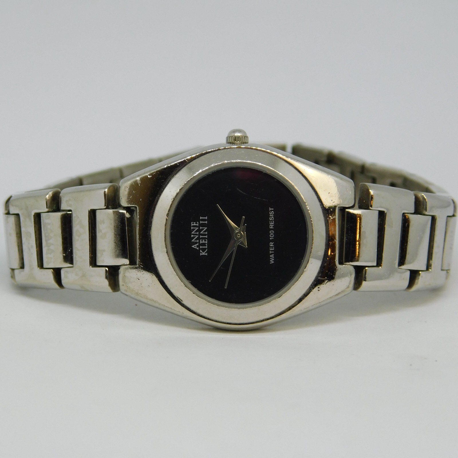 ANNE KLEIN II 10/3095 Silver Tone Quartz Analog Women’s Watch Sz. 7″ New Battery