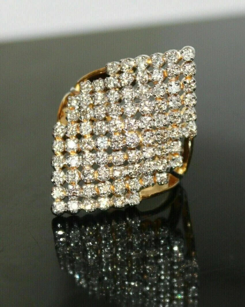 3CT Round Cut Lab Created Diamond 14k Yellow Gold Plated Wedding Cluster Ring
