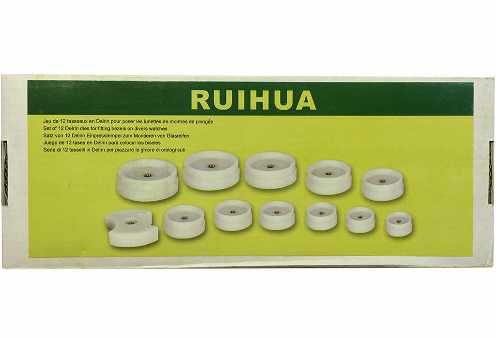 Series of 12 plastic derlin plugs screw rings and curved glass ø max 50 mm