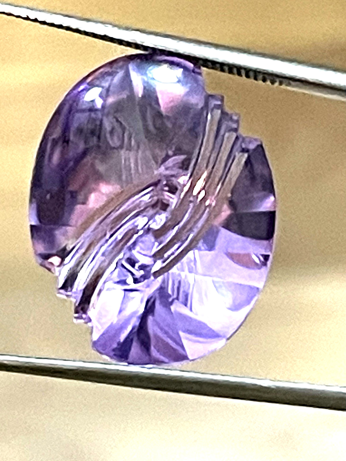 Beautiful Rose de France Quartz Gemstone,Special Laser Cut,11.75cts,19.5X15.2 mm