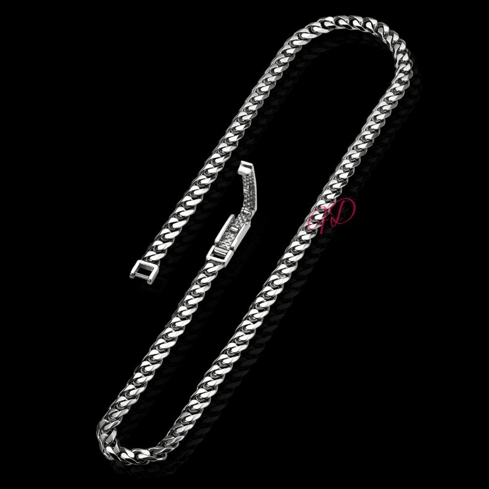 950 Platinum Mens Miami Cuban Chain Width 5 MM Necklace Length 20 Inches