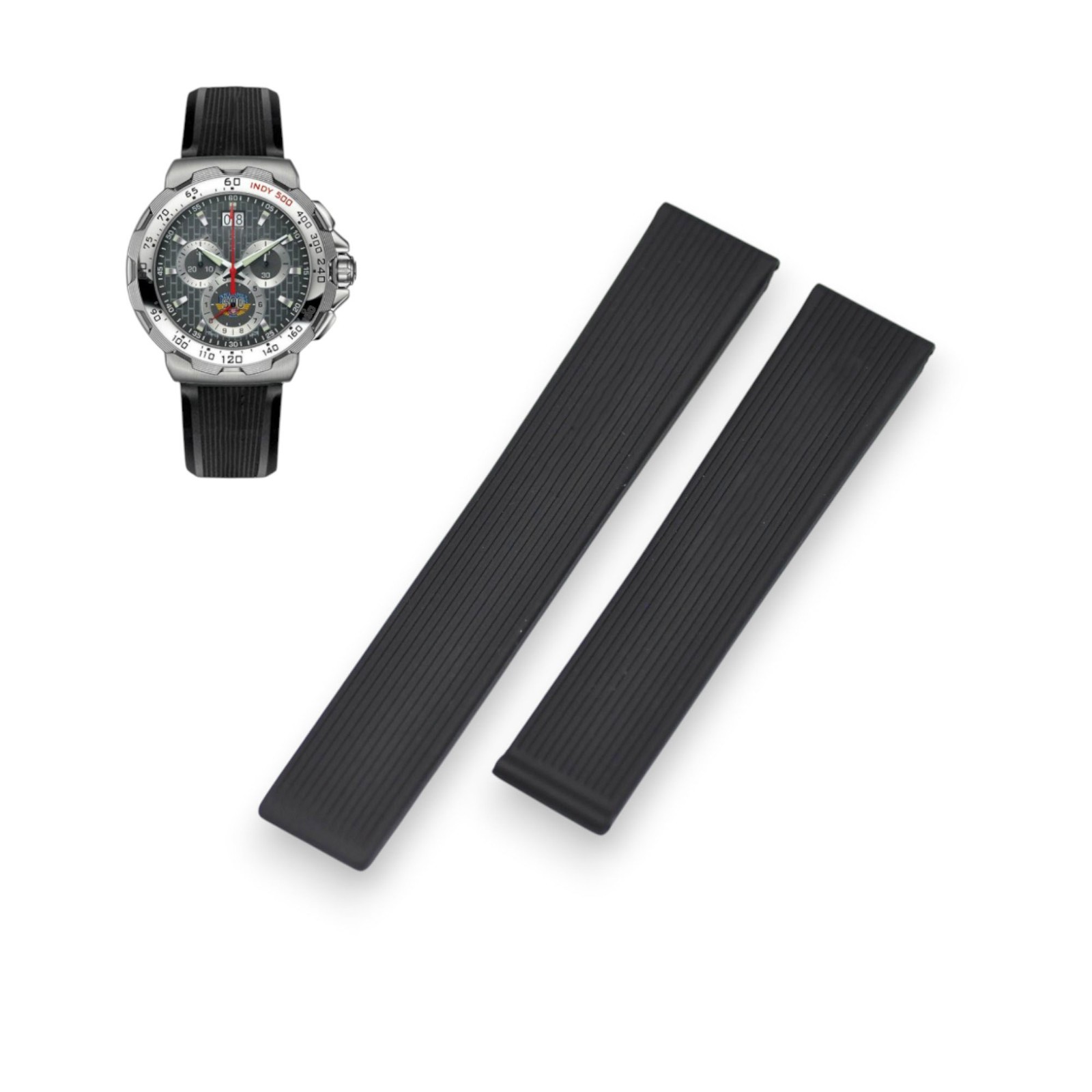 Formula One FT6026 CAH101C 21mm Black Rubber Watch Strap For Tag Heuer