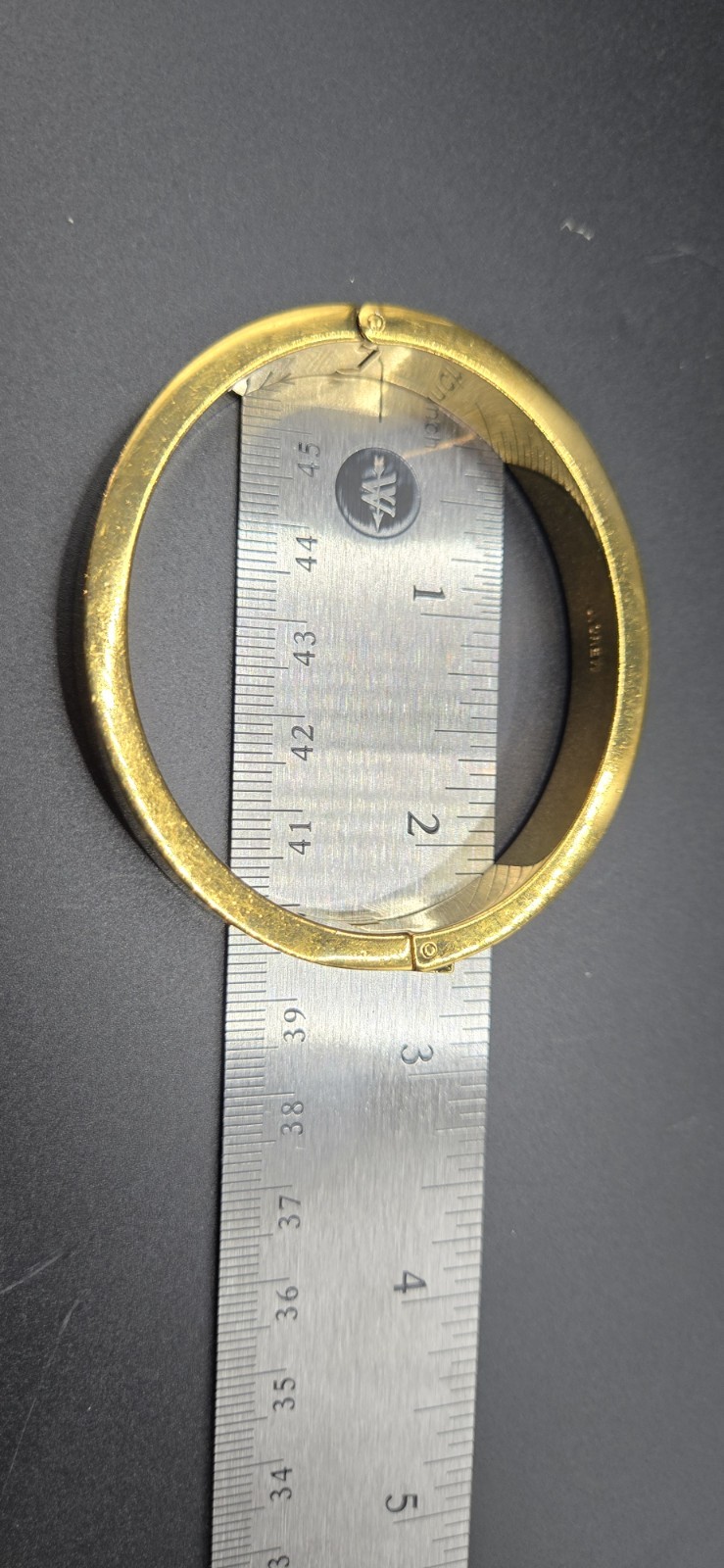 VTG Signed J.CREW Cuff Bracelet Gold Tone Lux Shine Hinged Push Lock