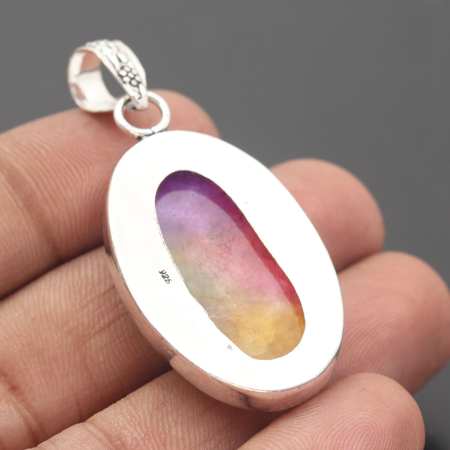 Solar Quartz Gemstone 925 Sterling Silver Handmade Pendant Jewelry Gift For Love