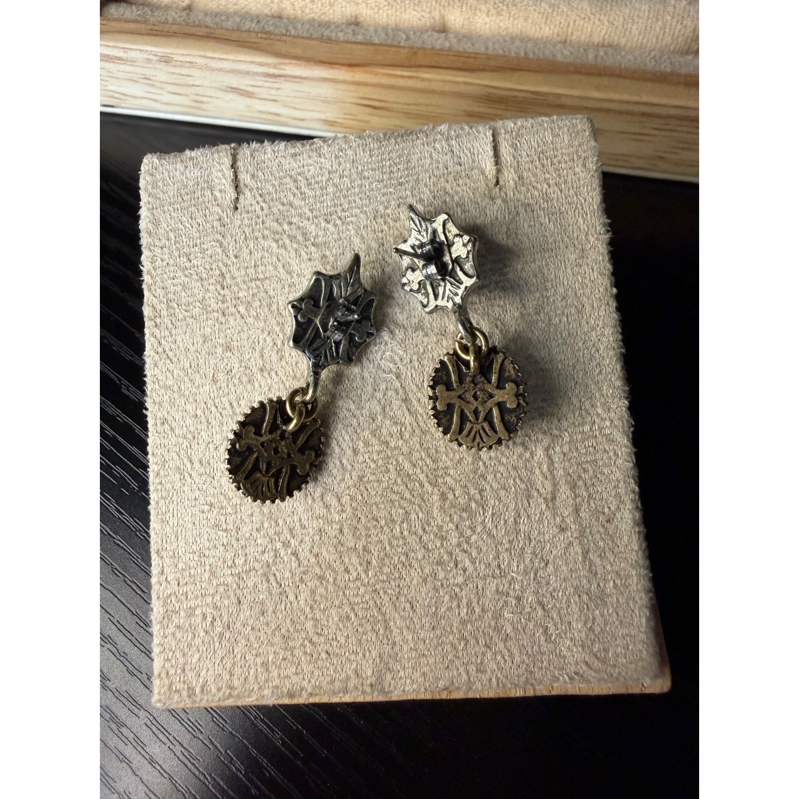 Bohemian Mixed Metal Turquoise Peridot Crystal Star Drop Earrings Post Back