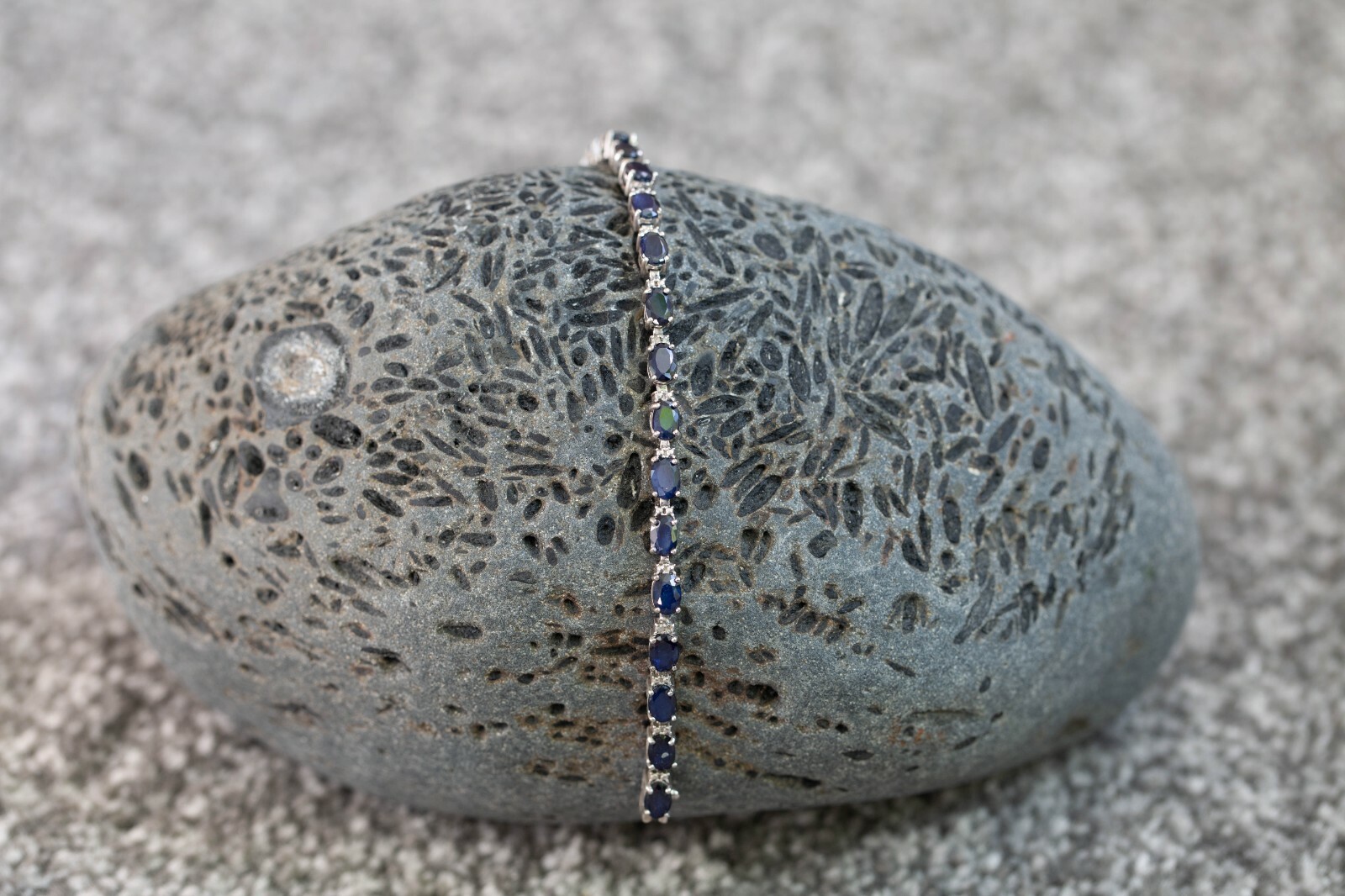 18ct Diffused Blue Sapphire & Diamond Sterling Silver Bracelet