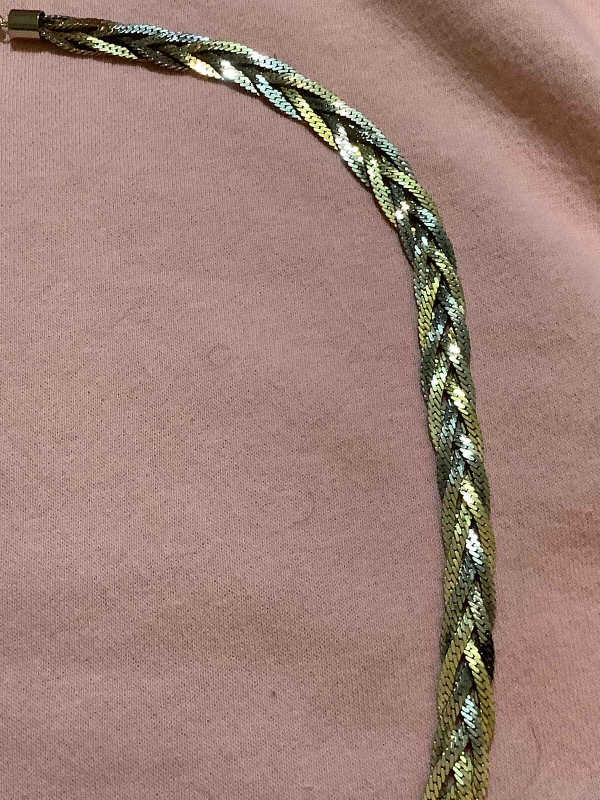 VTG SIGNED KOREA 24″ Copper/ Gold/Silver Tri-Color Braided~ Beautiful