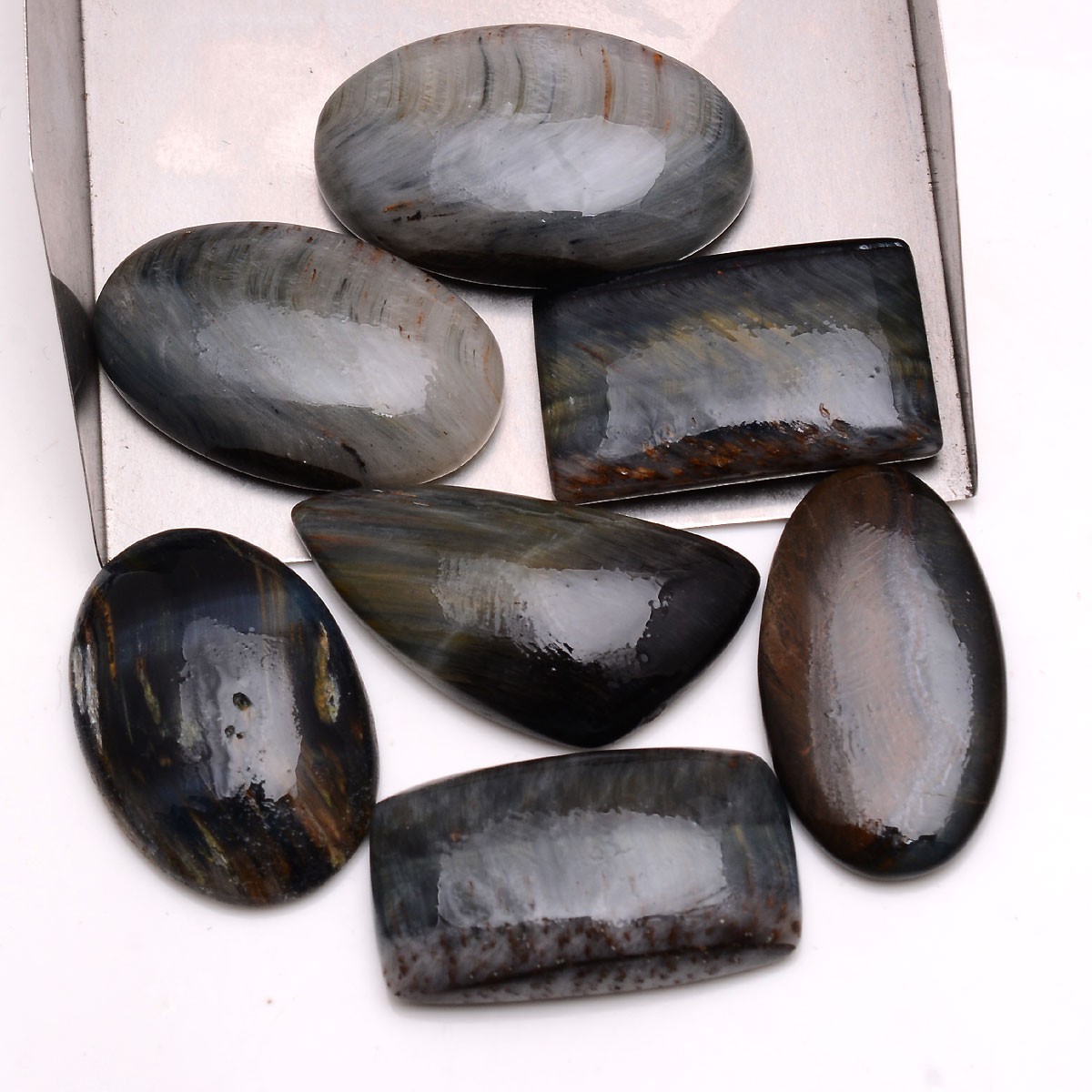 7 Pcs Natural Tiger Eye Untreated 25mm-29mm Cabochon Huge Loose Gemstones Lot