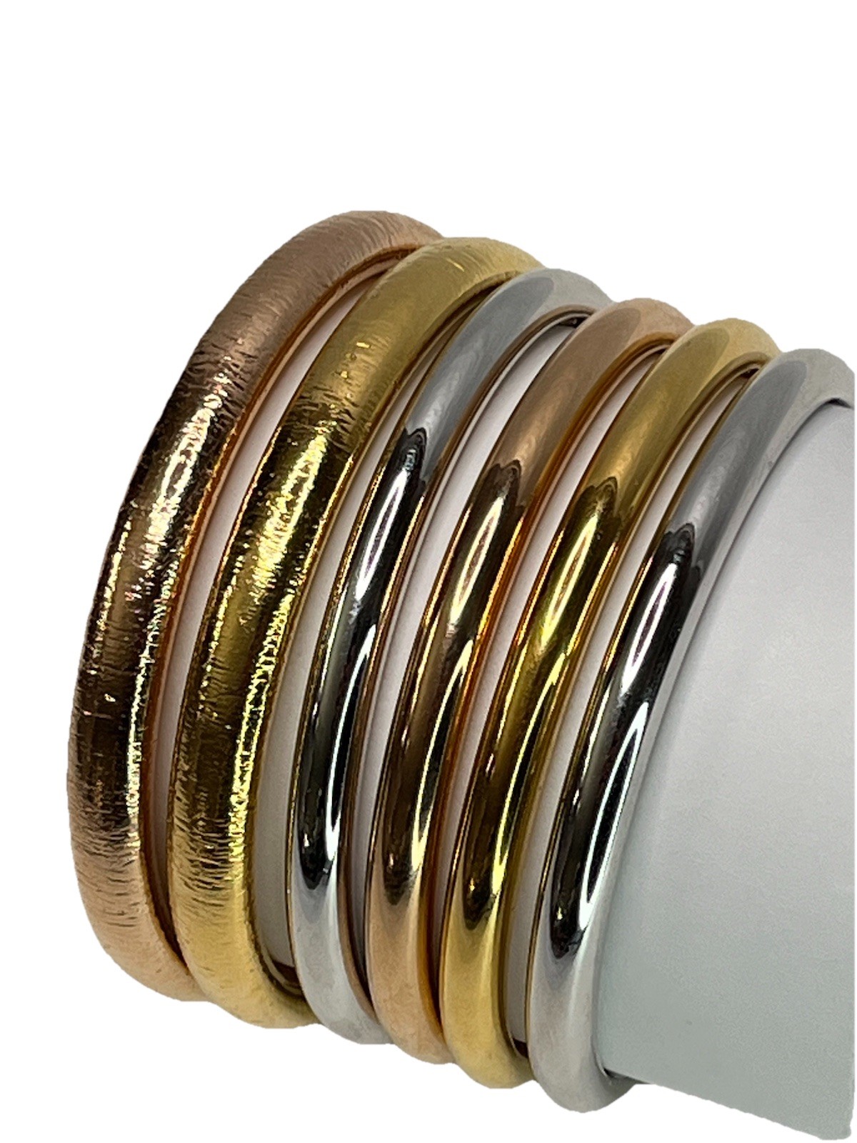 One Milor Italy 14K Rose Gold Over Resin Textured Bangle Bracelet 8”