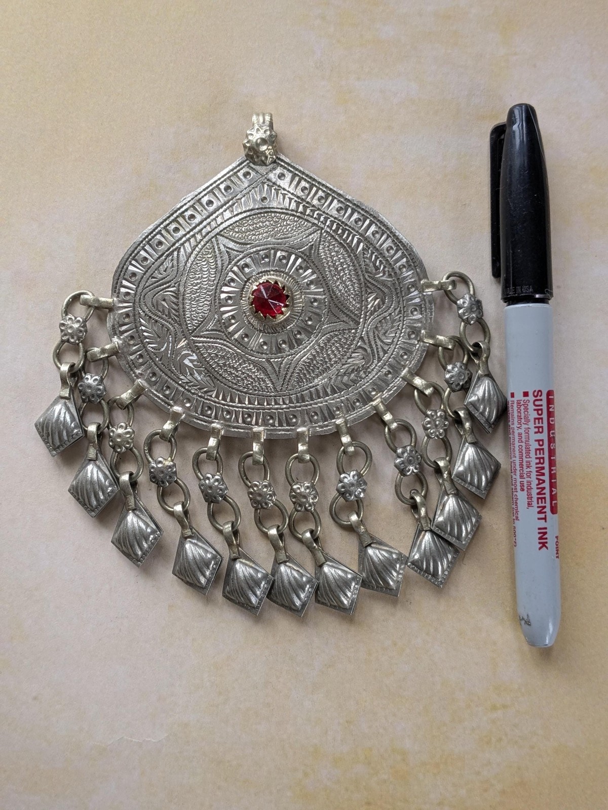 Tribal Pendant from Kashmir Jingling Dangles Big Focal (20261)