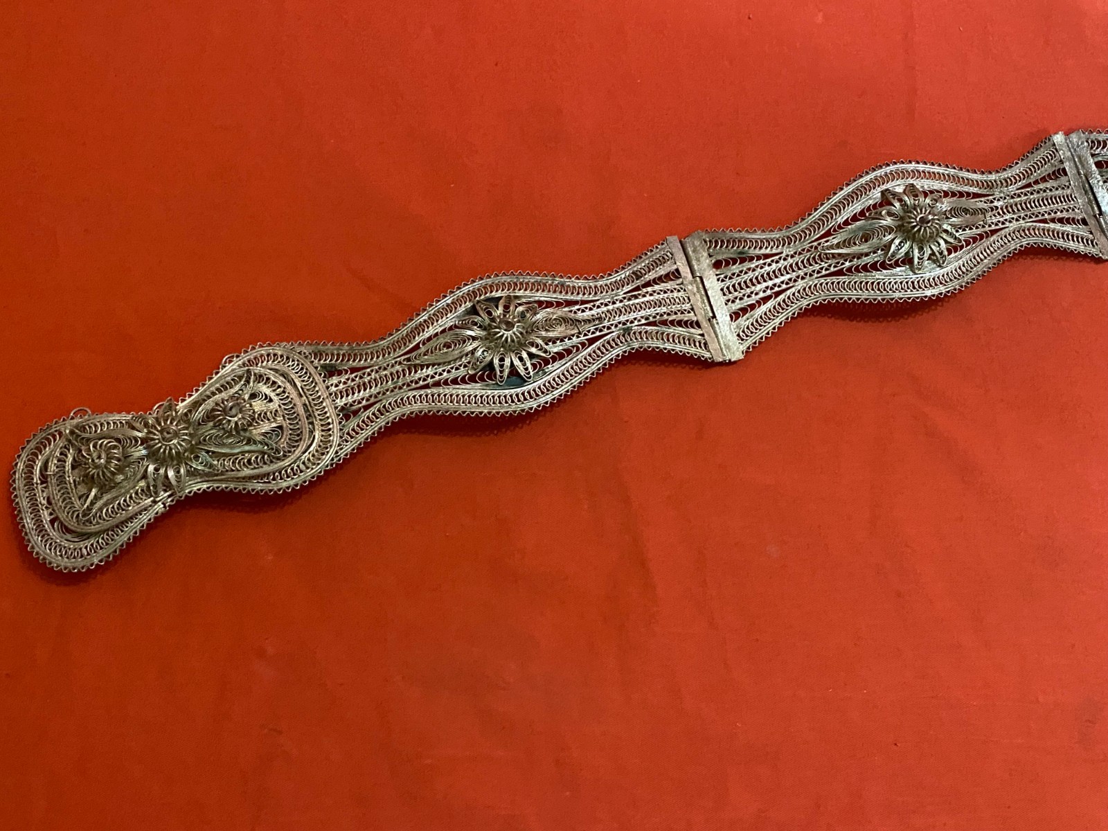 OLD ALBANIA FILIGREE BELT BUCKLE ORNAMENT FOLK COSTUME WEAR