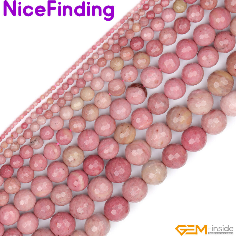 Natural Smooth Faceted Rhodonite Stone Beads For Jewelry Making 6,8,10,12,14mm