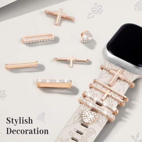 Floral Engraved 41/40/38/42mm(Series 11/10) A StarLight Band/RoseGold Cross