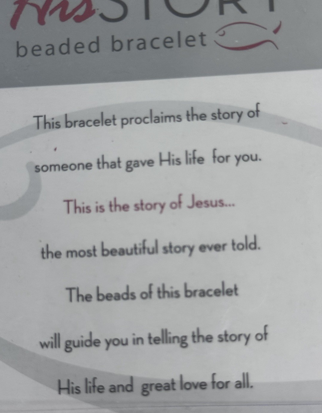 His Story Beaded Bracelet Christ Religious New In Package Roman Inc Jesus God