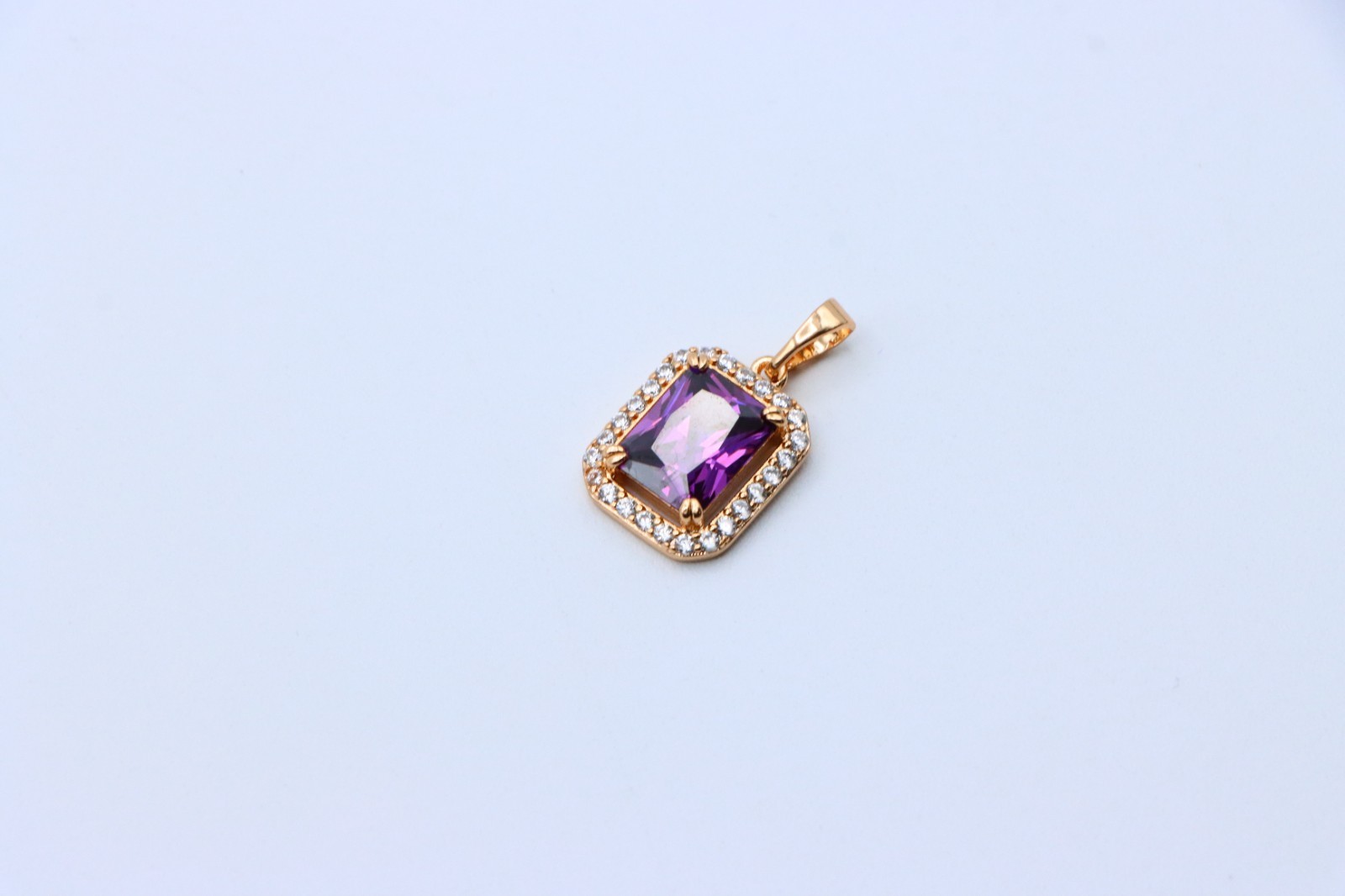 with Sparkling White Stone Frame, XPPT1274 Purple Crystal Rose Gold Pendant