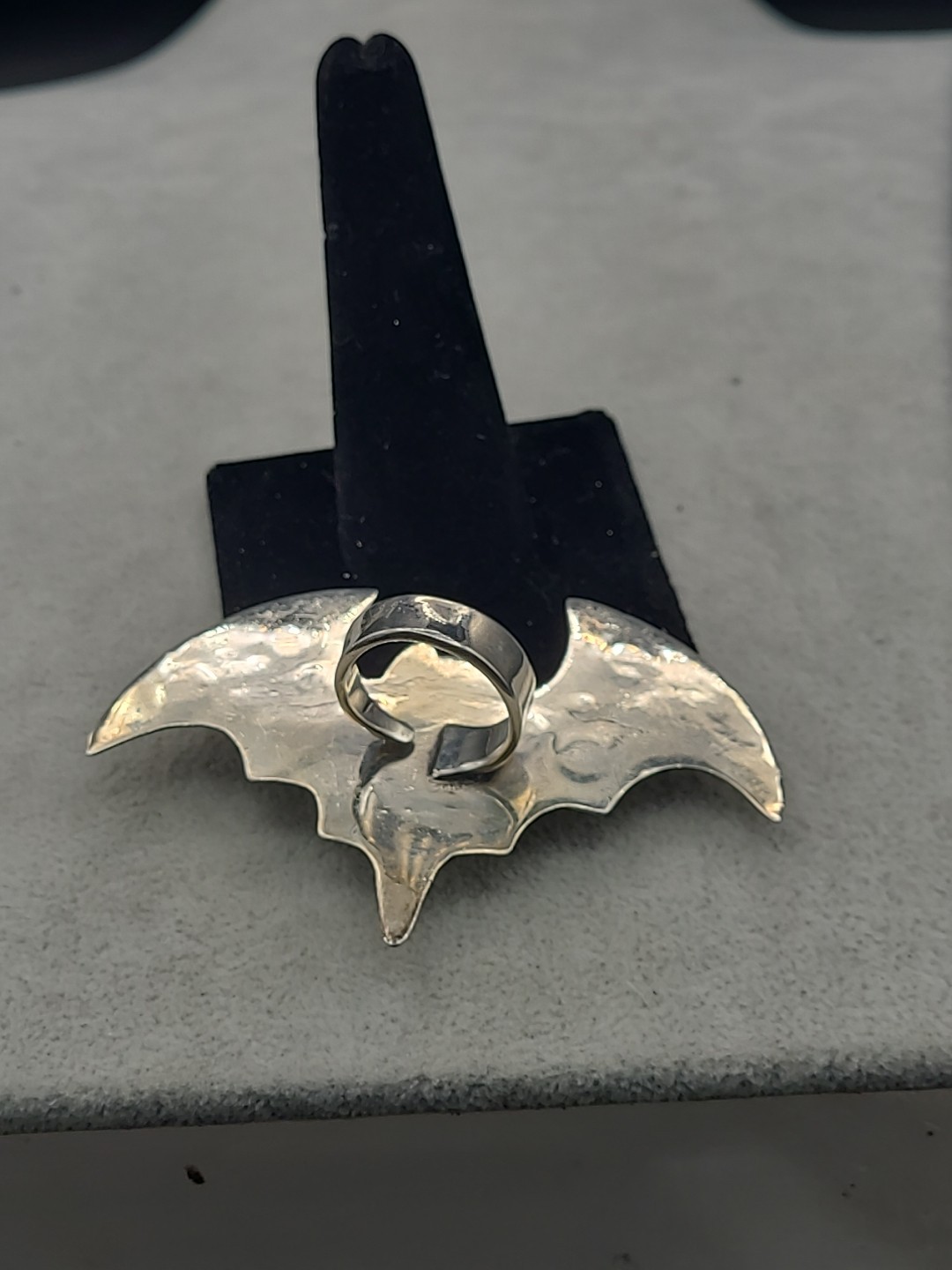 Super Cute! Sterling Silver PINK Lab Opal Bat Ring Size 7 Adjustable!