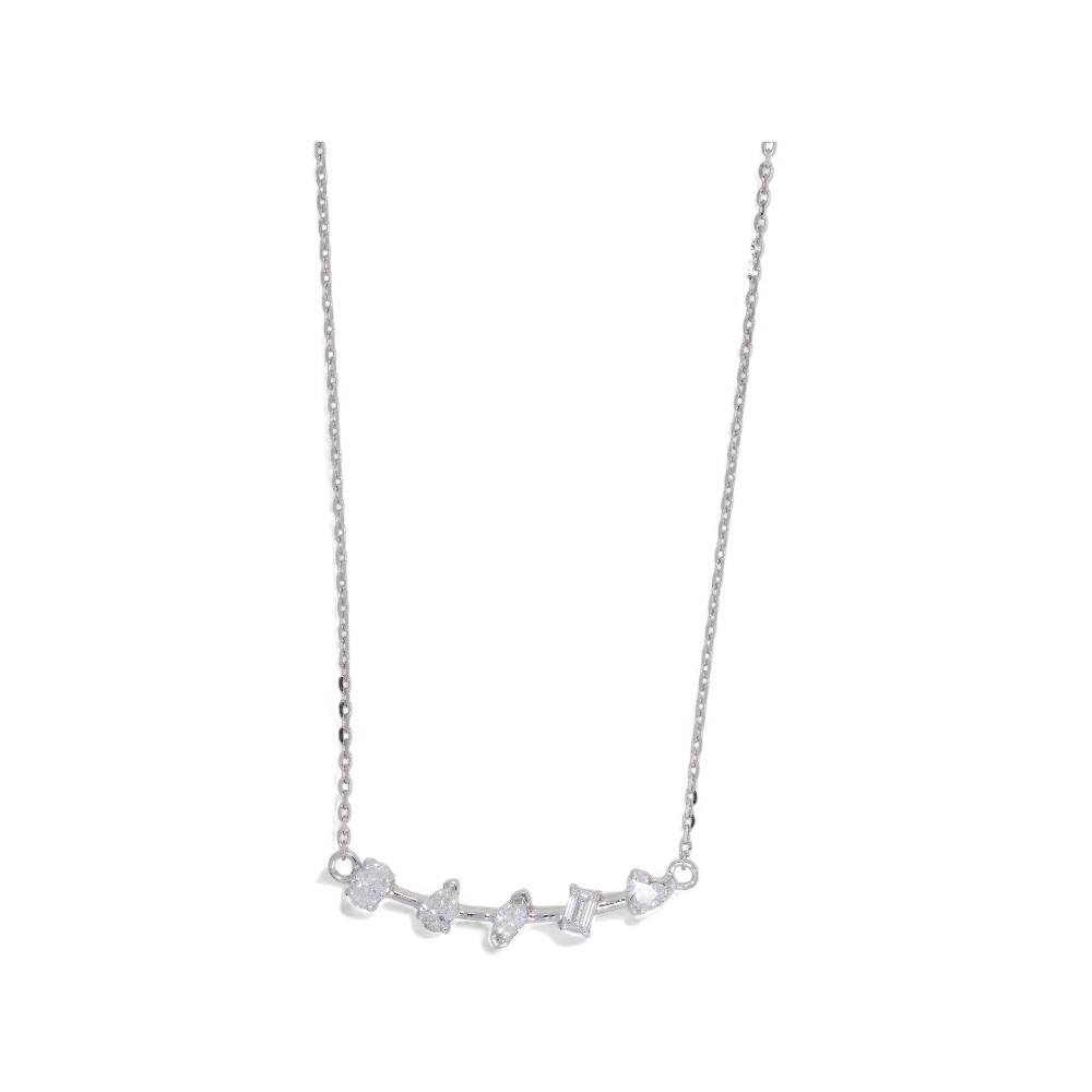 0.45Ct Moissanite 5 Multi Stone Pendant Necklace 10K Gold 18″ Chain Women