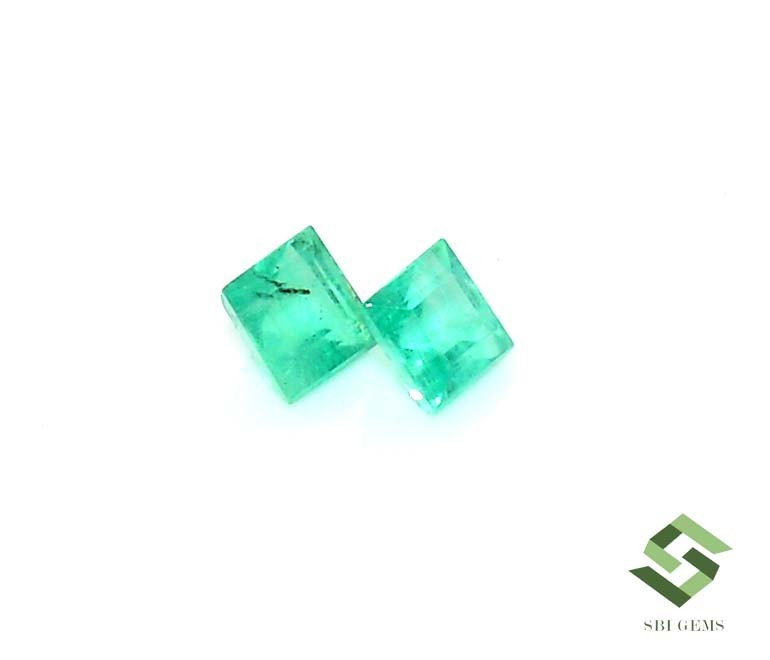 4×4 mm Certified Natural Emerald Square Cut Pair 0.63 CTS Untreated Loose Gems