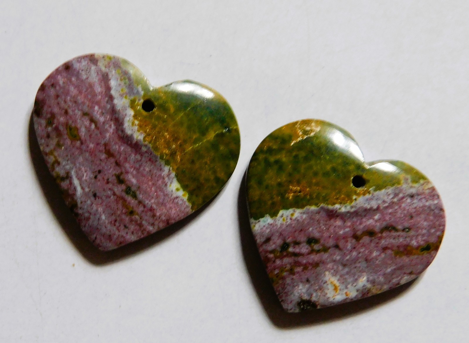 25.60 Cts Natural Ocean Jasper Heart Drilled Cabochon Pair Gemstone 20X22MM 24