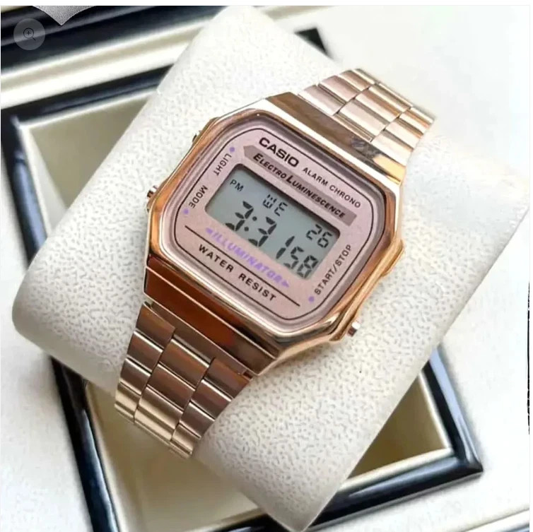 Casio A168 Rose Gold Digital Watch Retro Classic Unisex LED Water Resistant Vint