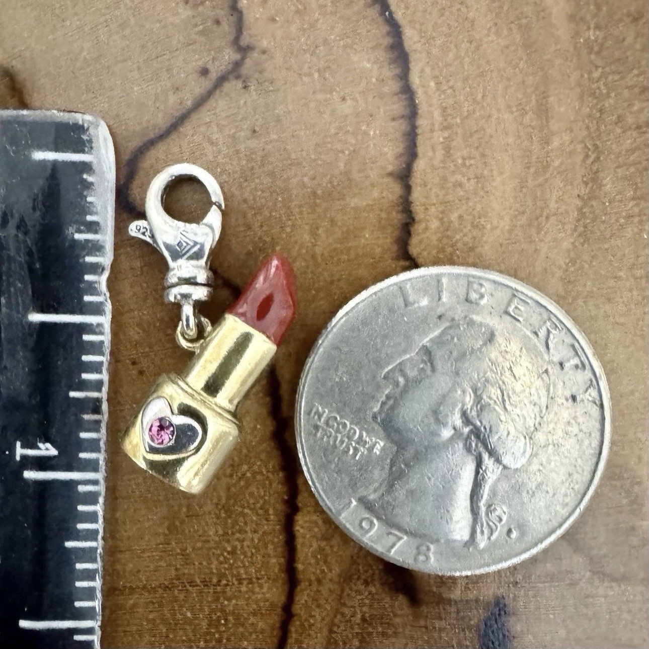 SILPADA Lipstick Charm “Read My Lips” C2588 Sterling Silver & Brass, Clip-on NEW