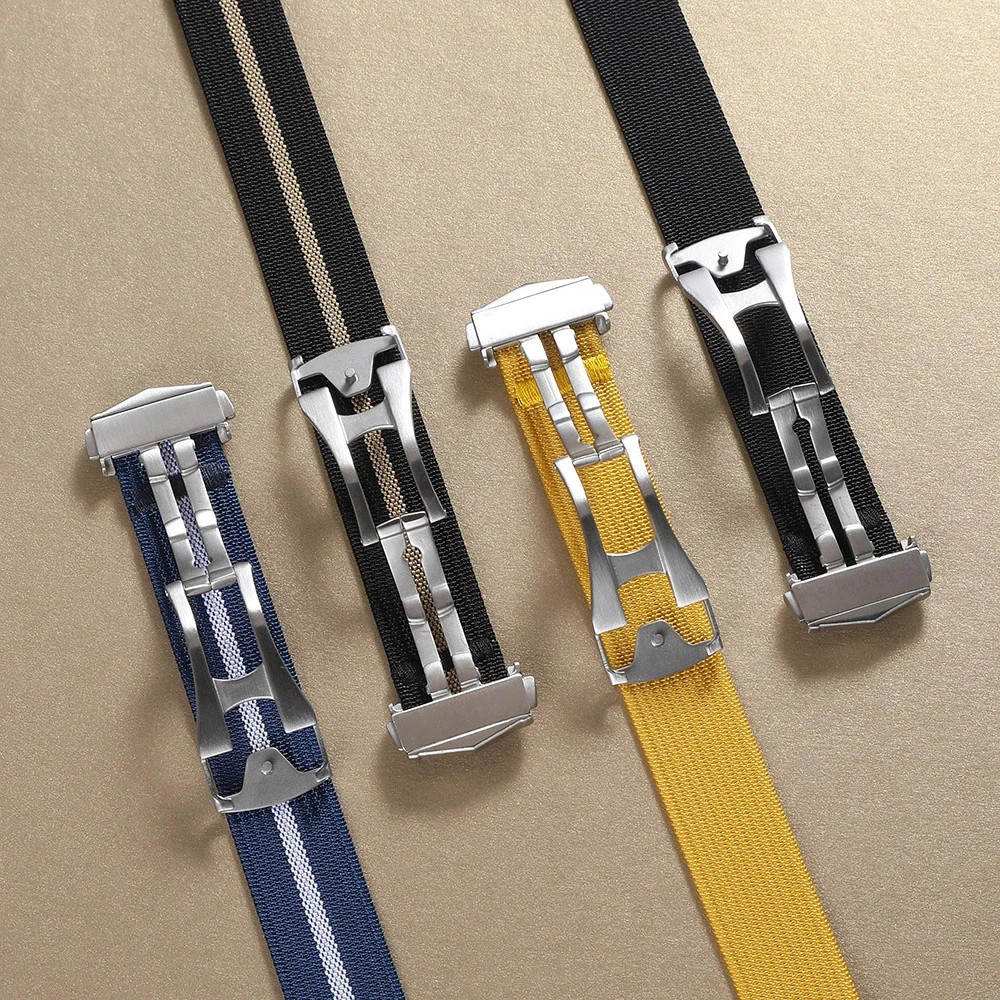 Nylon Watch Strap for Omega 20mm Military Green Ribbed Deployant Buckle Band