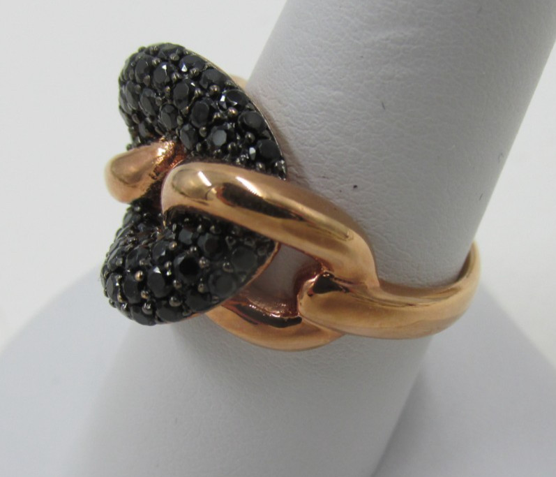 Signed Milor Italy Bronze Black Spinel Gemstone Ring Size 8 Unique Design