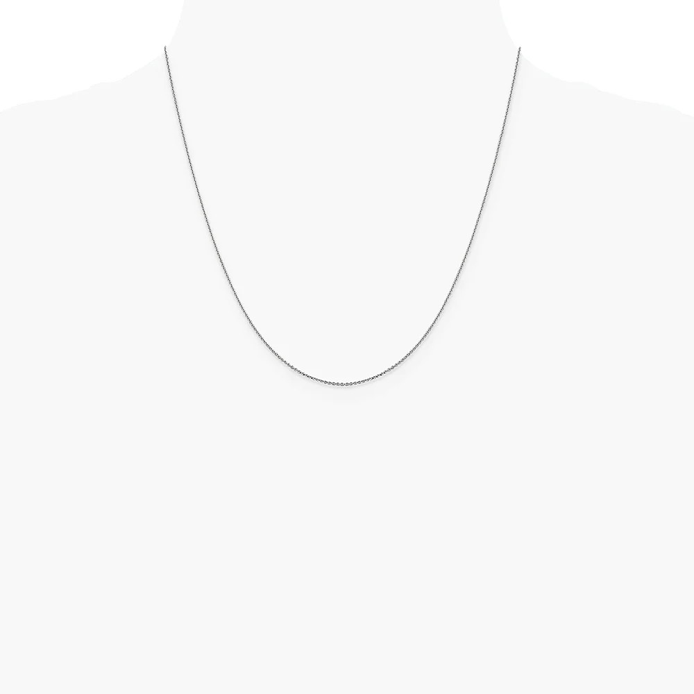 14K White Gold 1.0 Mm Diamond-Cut Cable Chain Necklace 16″-24″