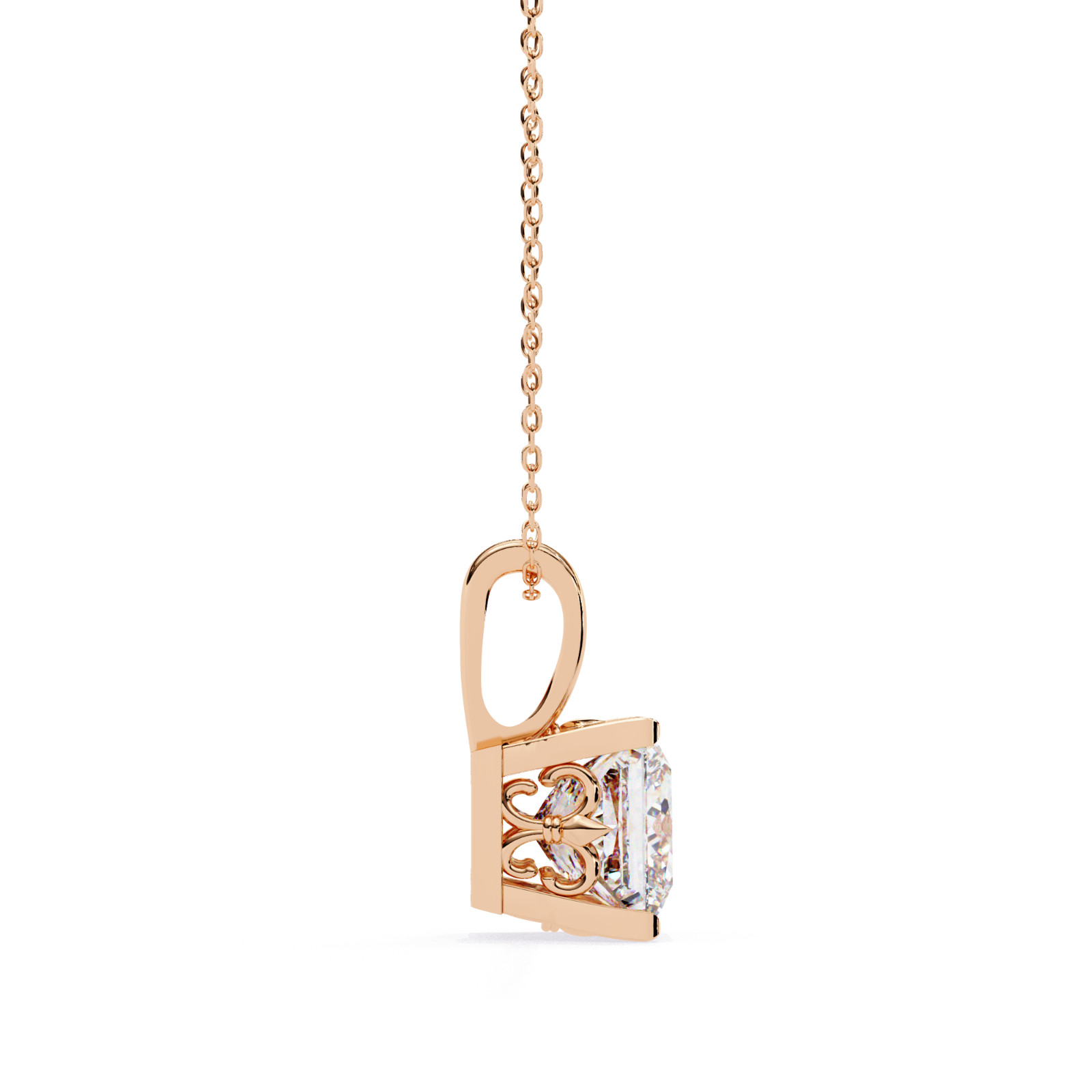 Beautiful Princess Diamond Pendant Made In 14 KT Gold Studded With Lab Created