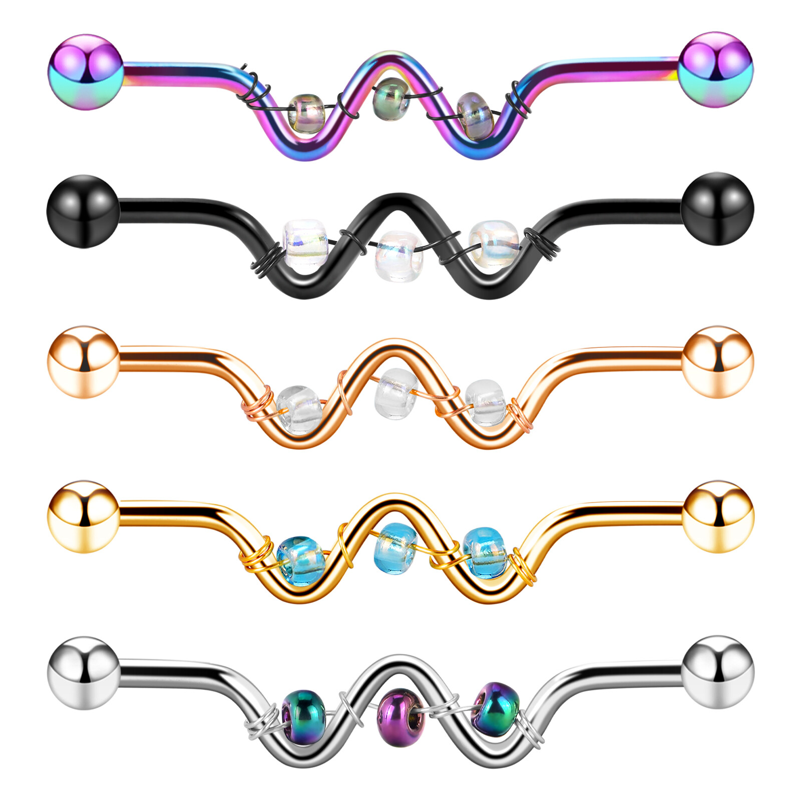 14G Stainless Steel Industrial Barbell Earring Cartilage Piercing Jewelry – ONE