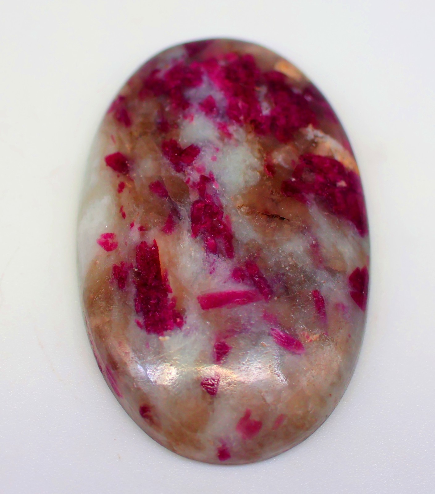 52 Ct 6X24X39 mm Natural Red Tourmaline Quartz Oval Cabochon Gemstone KZ-28