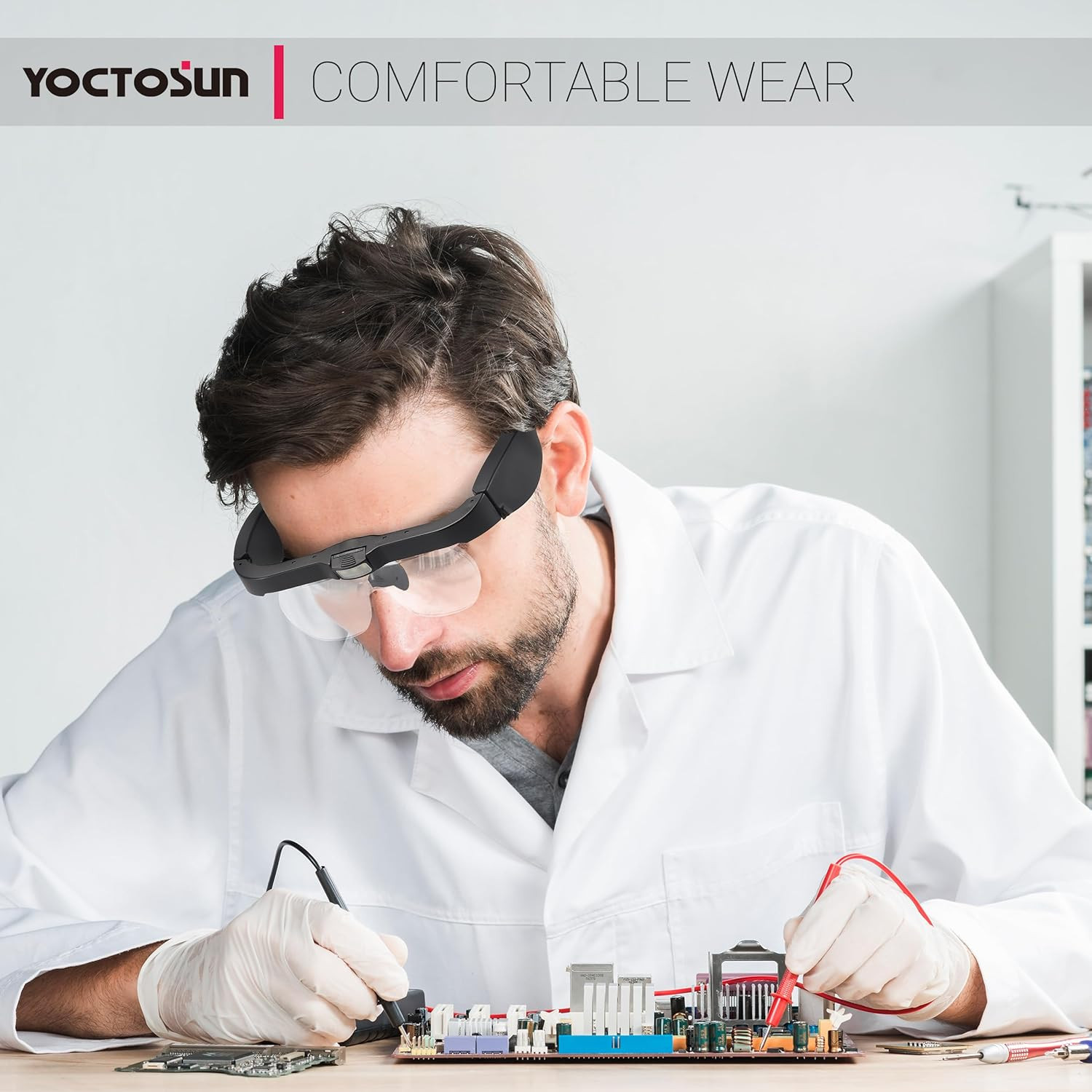 YOCTOSUN Magnifying Glasses with Light, Rechargeable Head Magnifier Glasses with