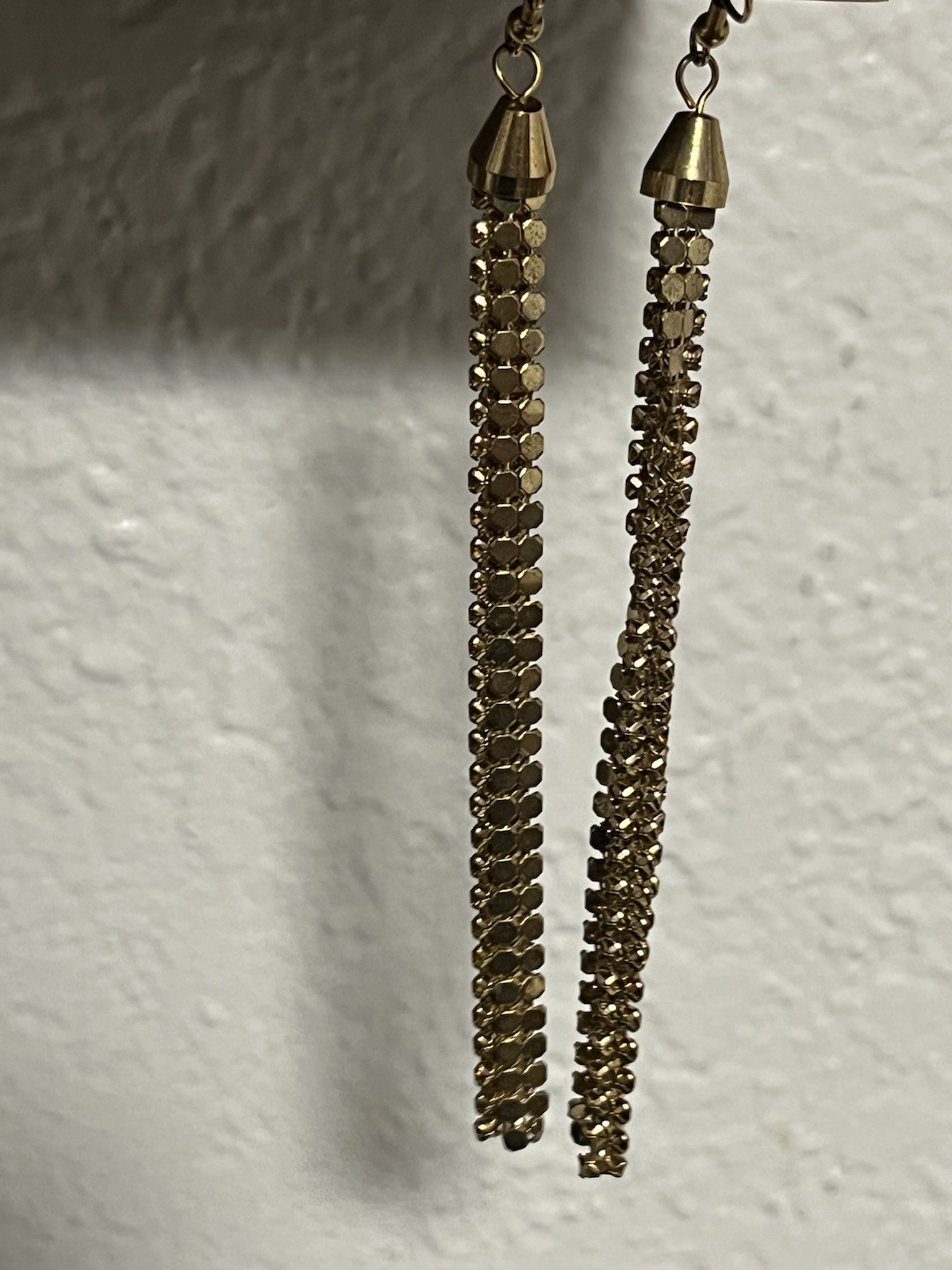 Gold Tone Multi-Chain Tassel Dangle Drop Hook Earrings 3 in, Vintage 1980’s