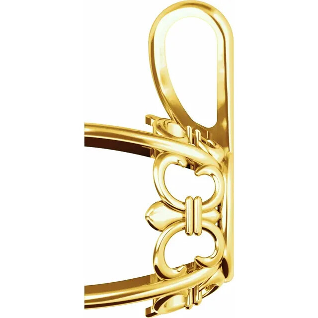 14K Gold Oval 4-Prong Fleur-de-lis Pendant Setting 6x4mm-12x10mm