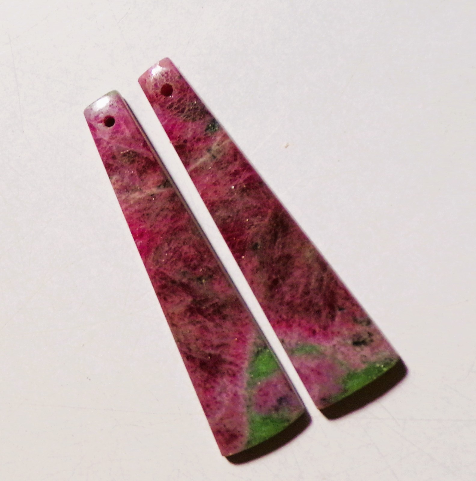 40.55 Cts Natural Ruby Zoisite Drilled Cabochon Match Pair Gemstone 45X11MM 41
