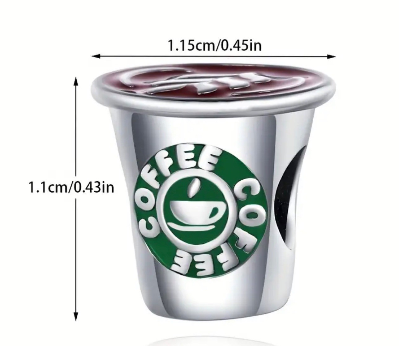 Coffee Cup Charm Bead – Silver Plated Jewelry Gift for Coffee Lovers