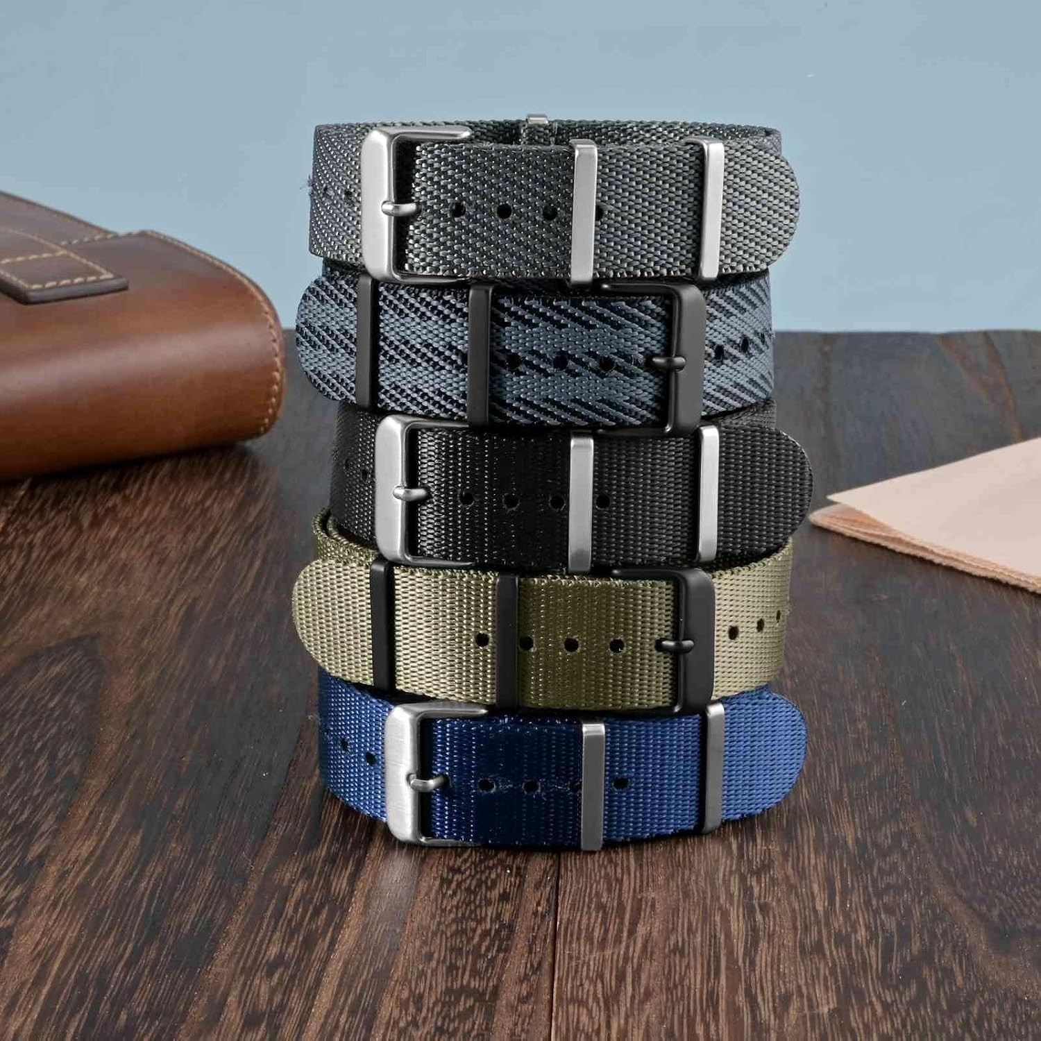 22mm Military Nylon Watch Band – Stylish Black Strap with Stainless Steel Buckle