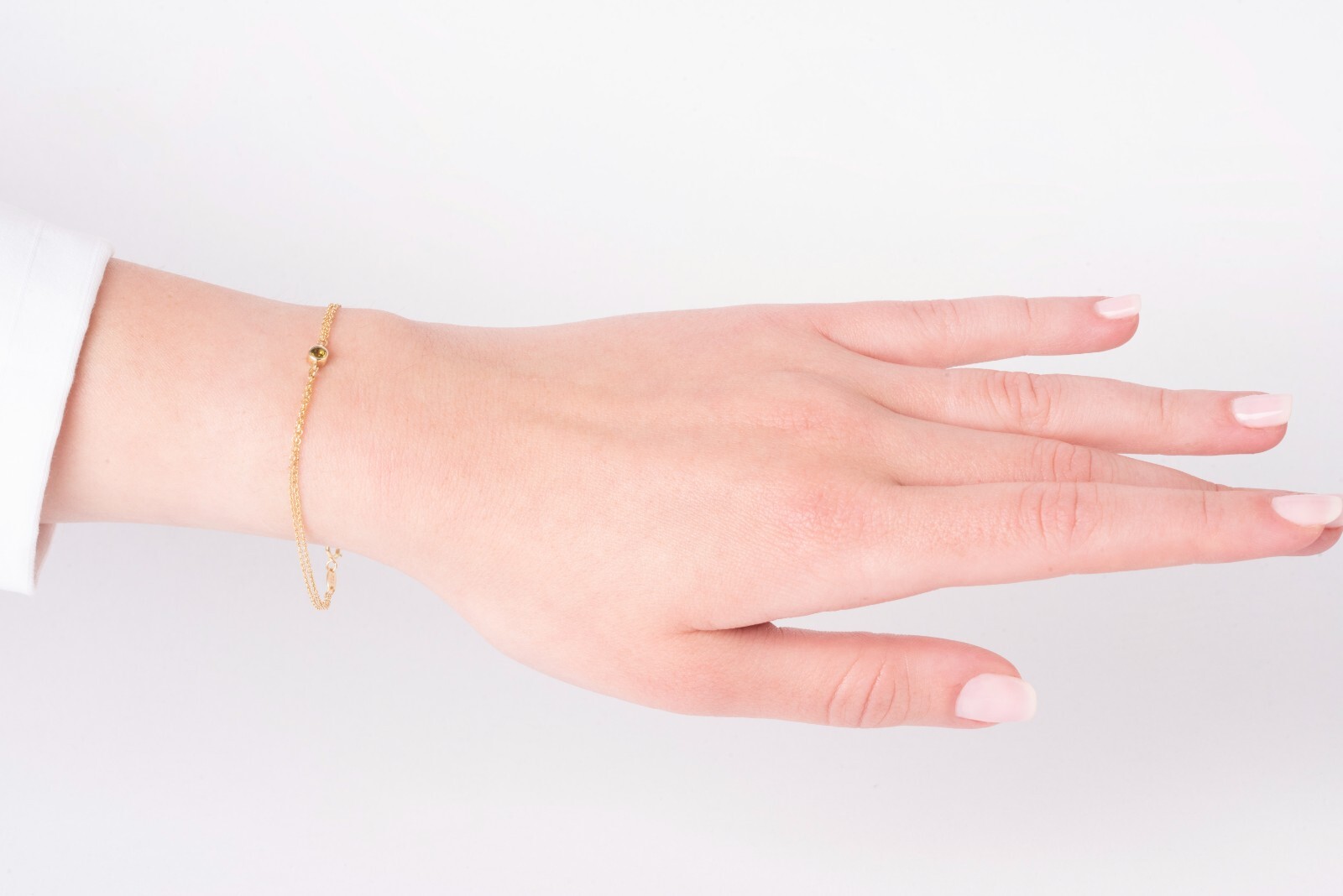 9K Solid Gold Birthstone Bracelet – Dainty Double Chain Personalized Bracelet